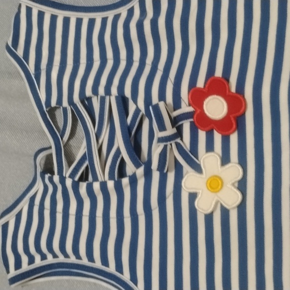 Florence Wiseman Blue White Striped Flowers NWT Sz 3T - Picture 4 of 4